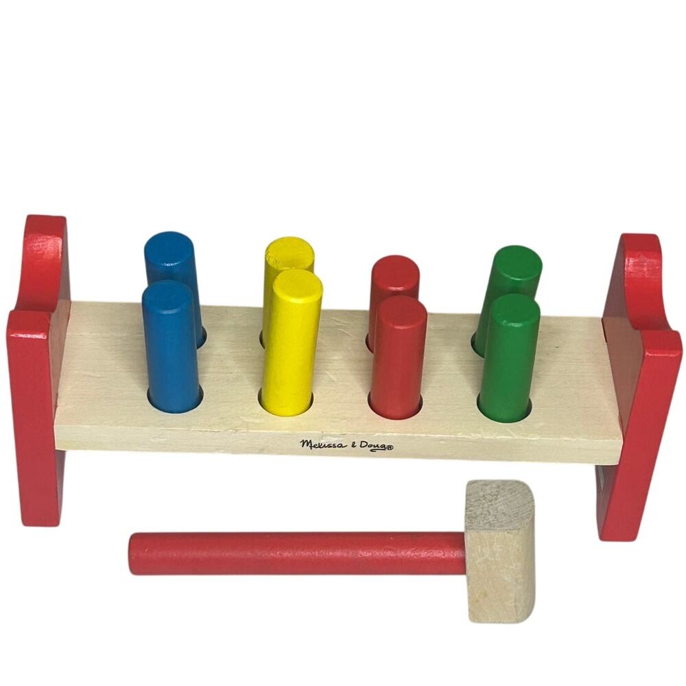 Melissa & Doug Wooden Pound a Peg Toy with hammer age 2-5 11x5